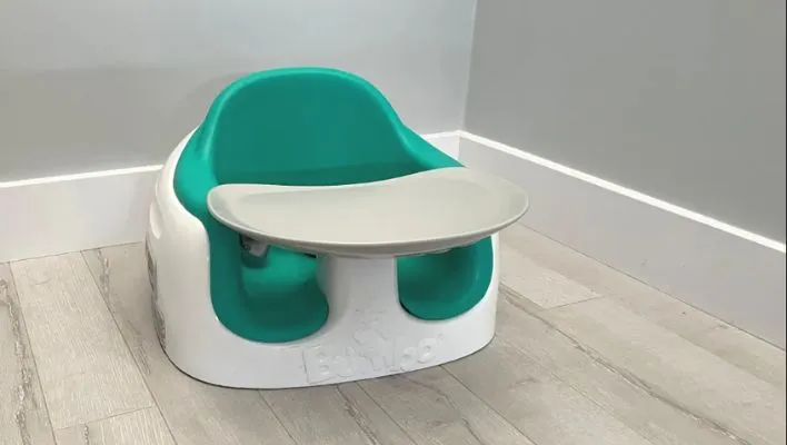 Bumbo seat displayed in the picture, ready for use